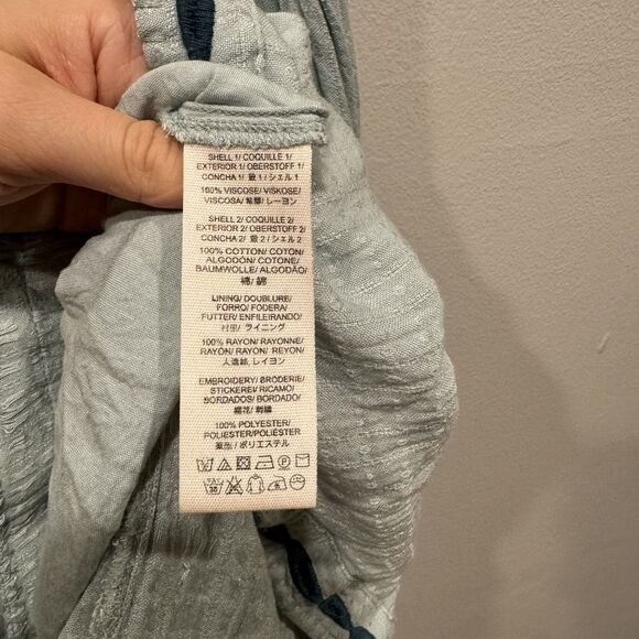 NWOT Free People Delightful Birds of a Feather Dress Embroidered Teal Women sz 4 - Picture 4 of 11